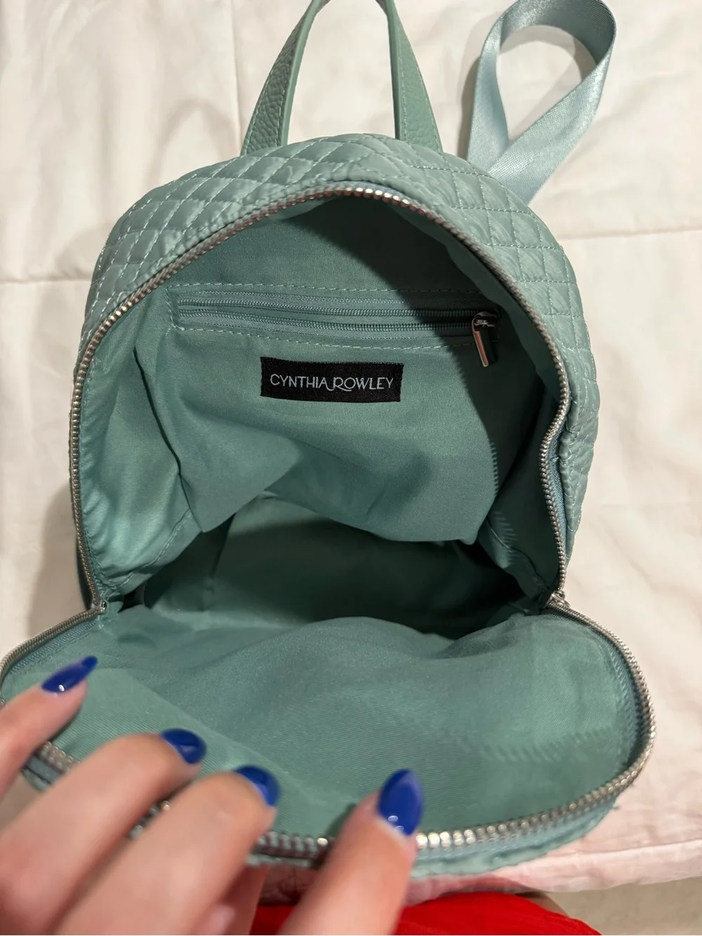 Quilted Sage Green Mini Backpack